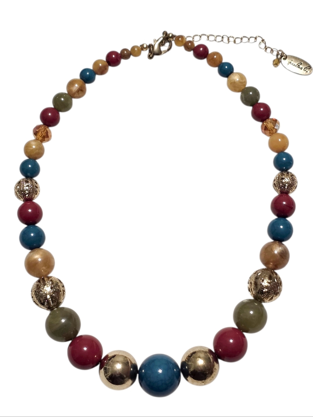 Jules B Vintage Jewel Tone Assorted Crystal Lucite & Acrylic Beaded Necklace - Picture 2 of 7